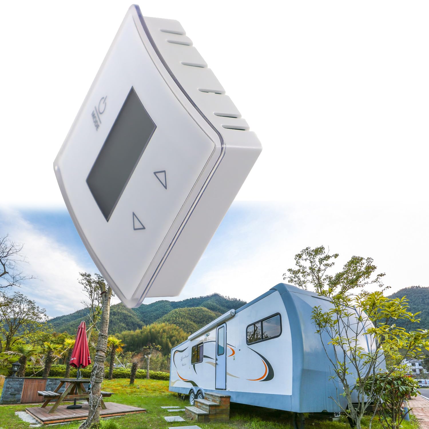 QHHR installed on RV wall demonstrates neat fit and streamlined look