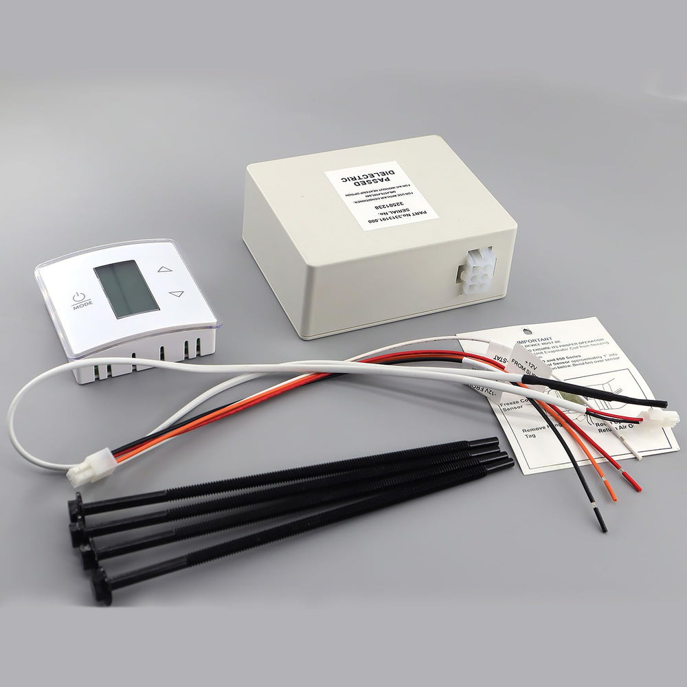QHHR thermostat size comparison illustrating compact fit in RV interiors