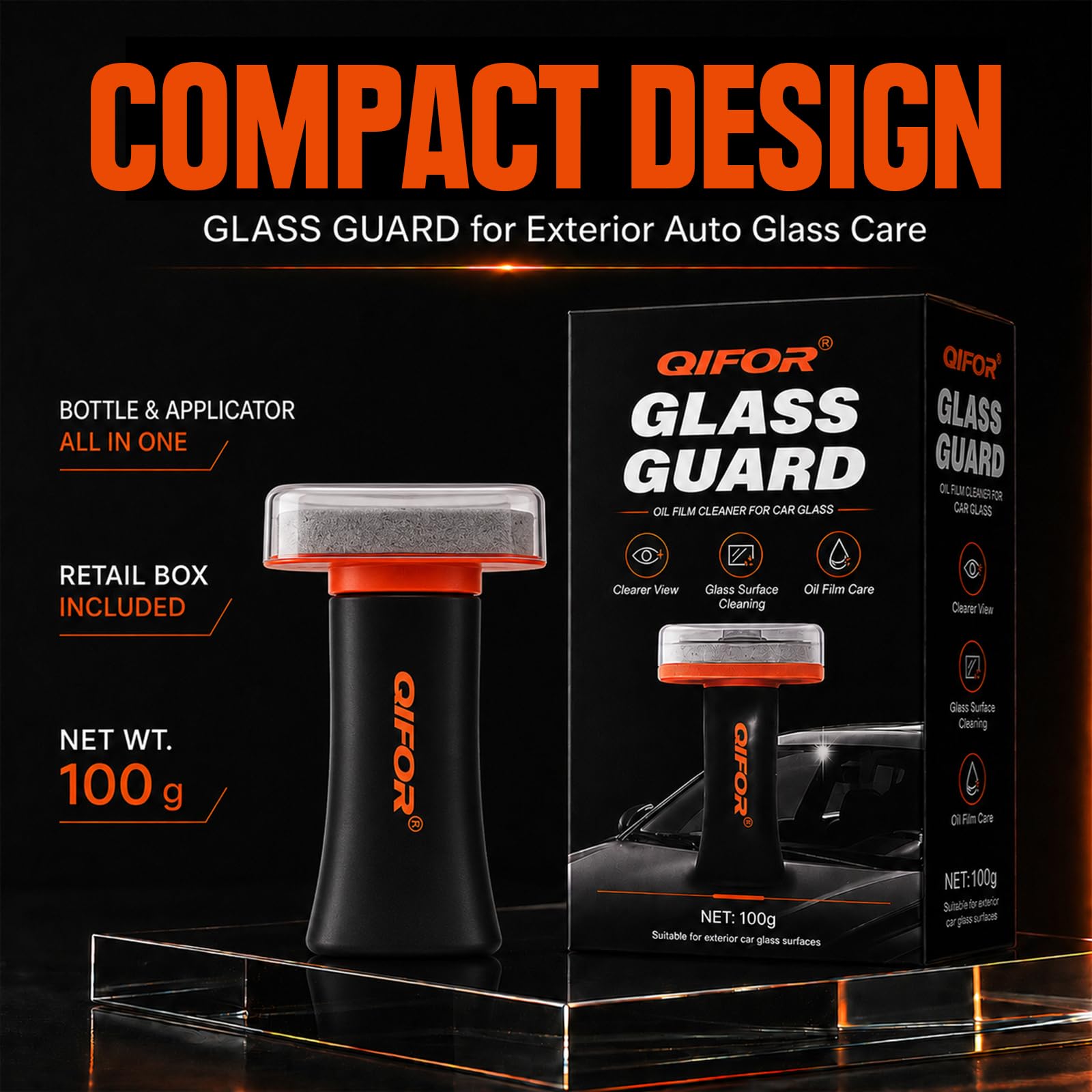 QIFOR applied on windshield lifting oil film for safer visibility