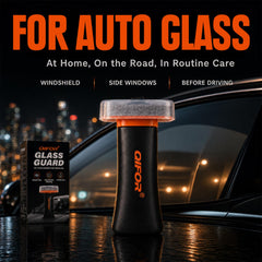 QIFOR wiped with microfiber showing streak-free glass benefit