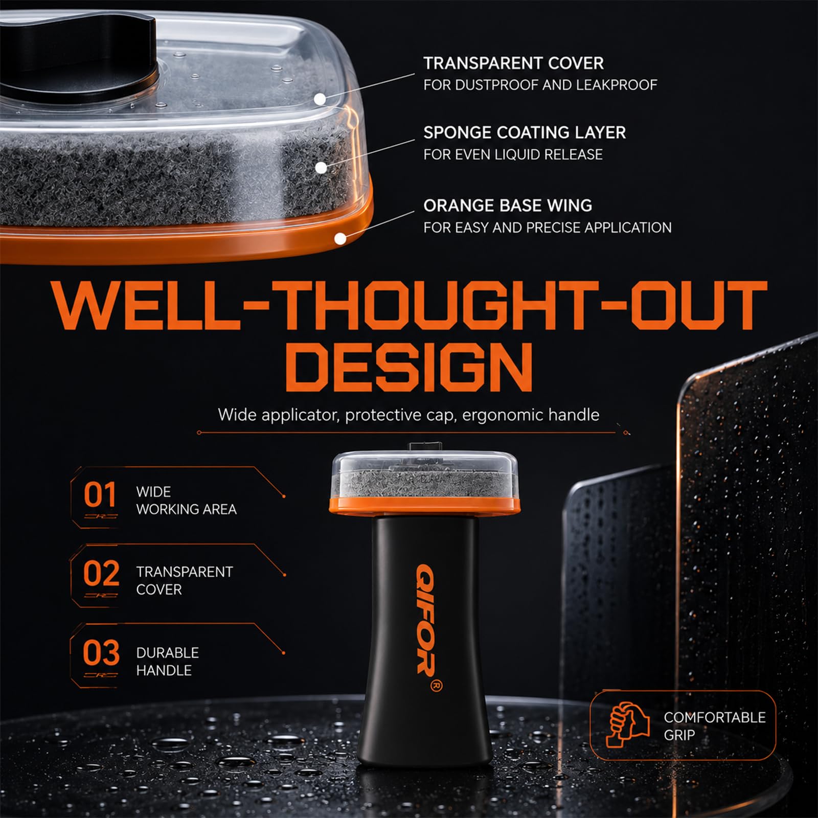 QIFOR cleaning a side window to reduce glare and improve sight