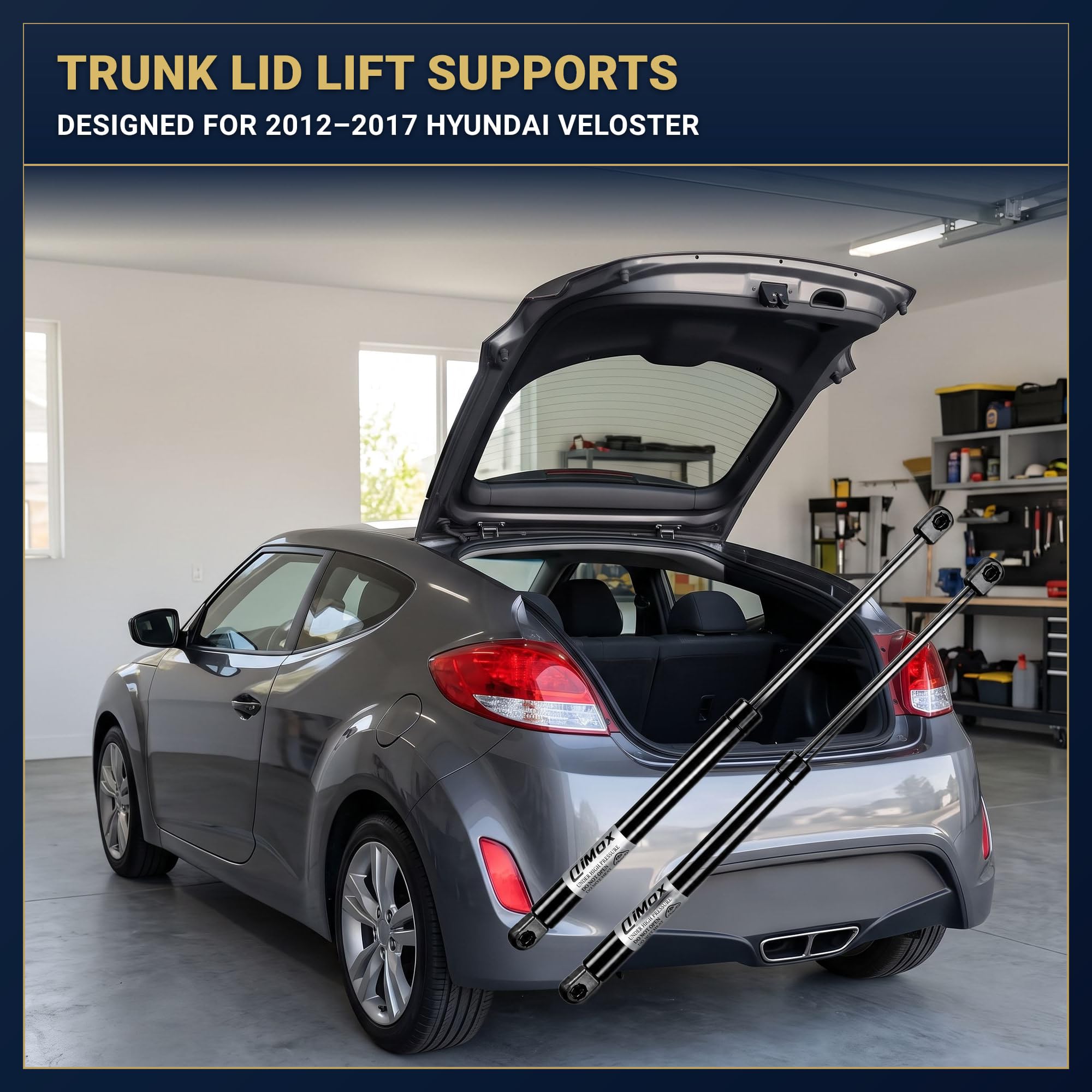 QiMox mechanic installing strut in garage showing easy DIY replace