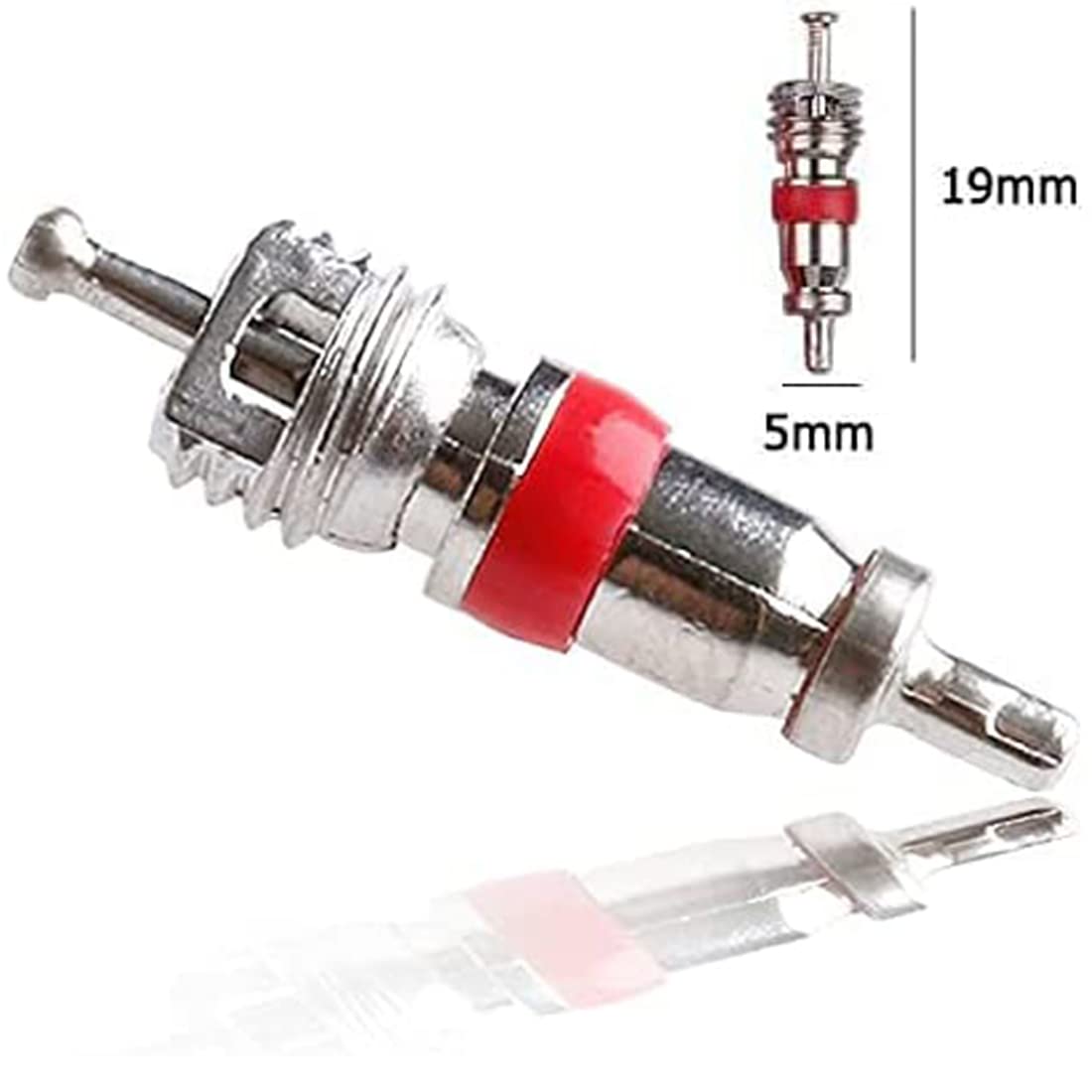QISF valve core installed in tire valve stem preventing slow leaks