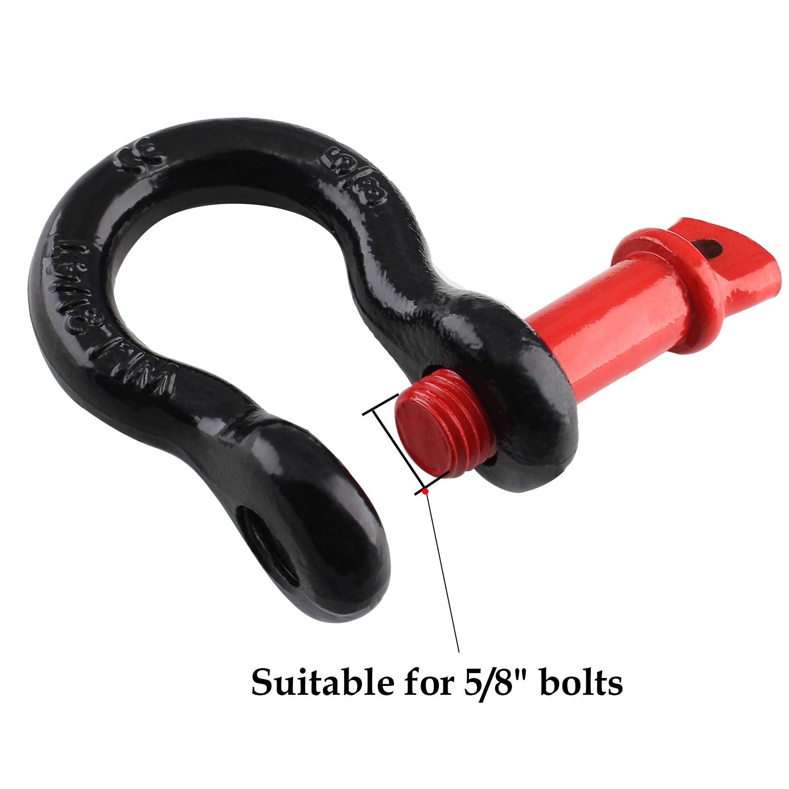 Qjaiune shackle attached to jeep recovery strap demonstrating safe towing connection in use