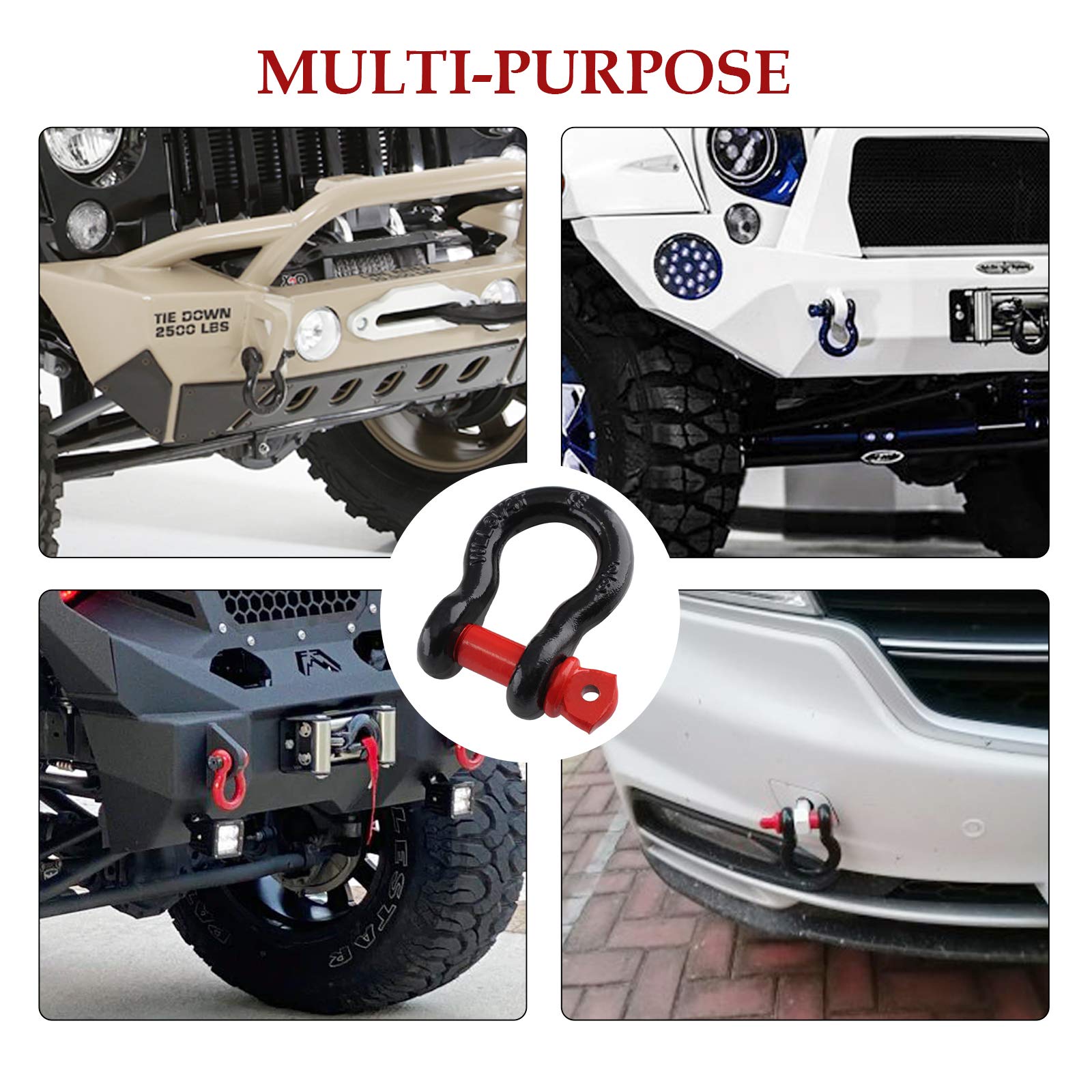 Qjaiune shackle in truck bed recovery kit showing portability and ready-to-use convenience