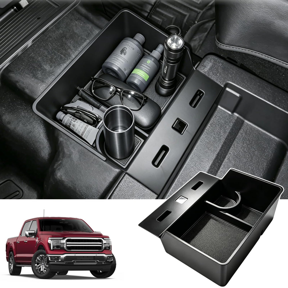 Qlhshop front view of jump seat storage box showing tidy cup holder