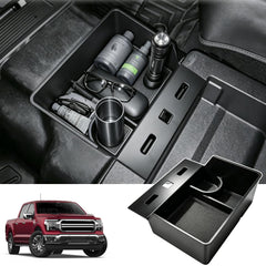 Qlhshop front view of jump seat storage box showing tidy cup holder