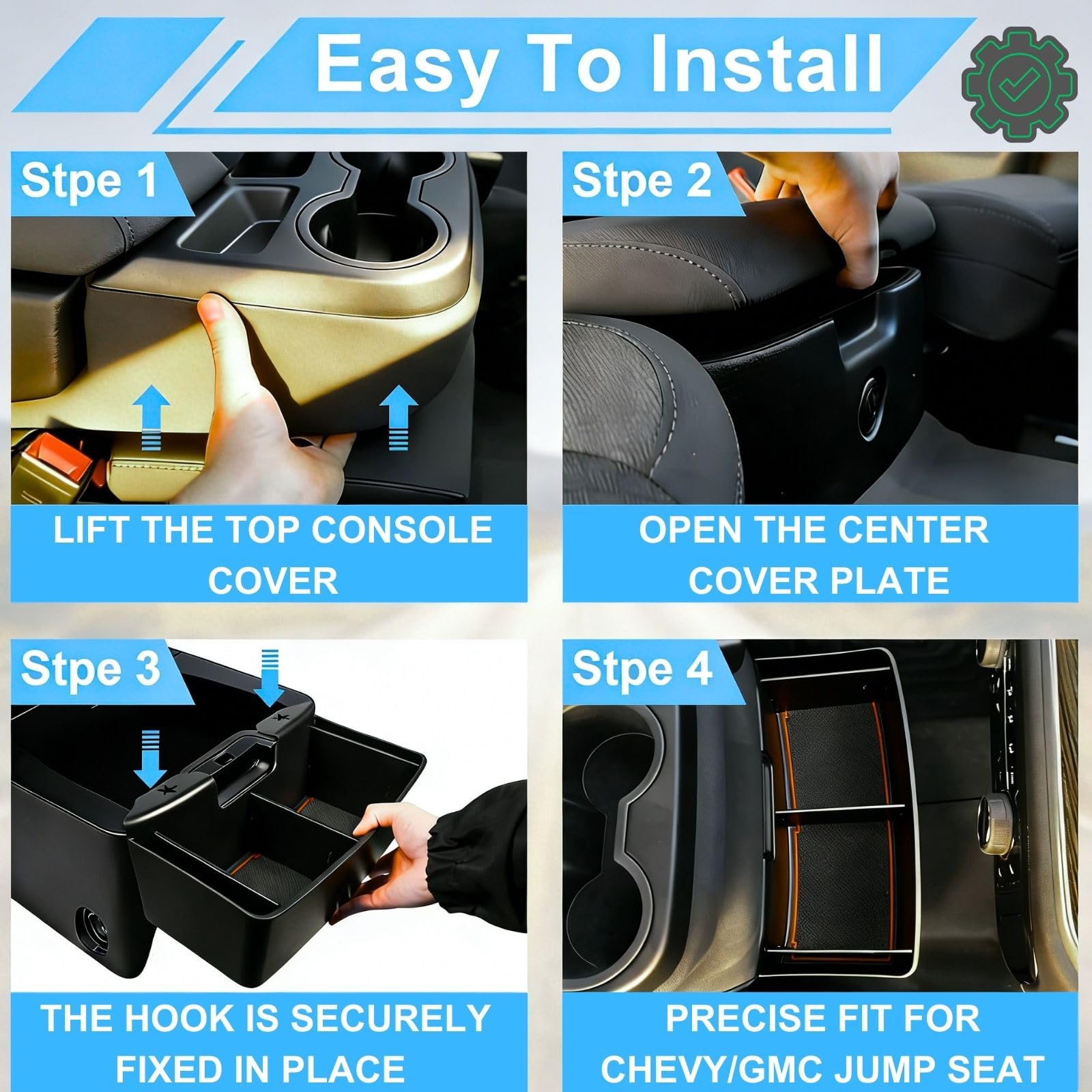 Qlhshop installed in-truck lifestyle shot showing tidy console area benefit