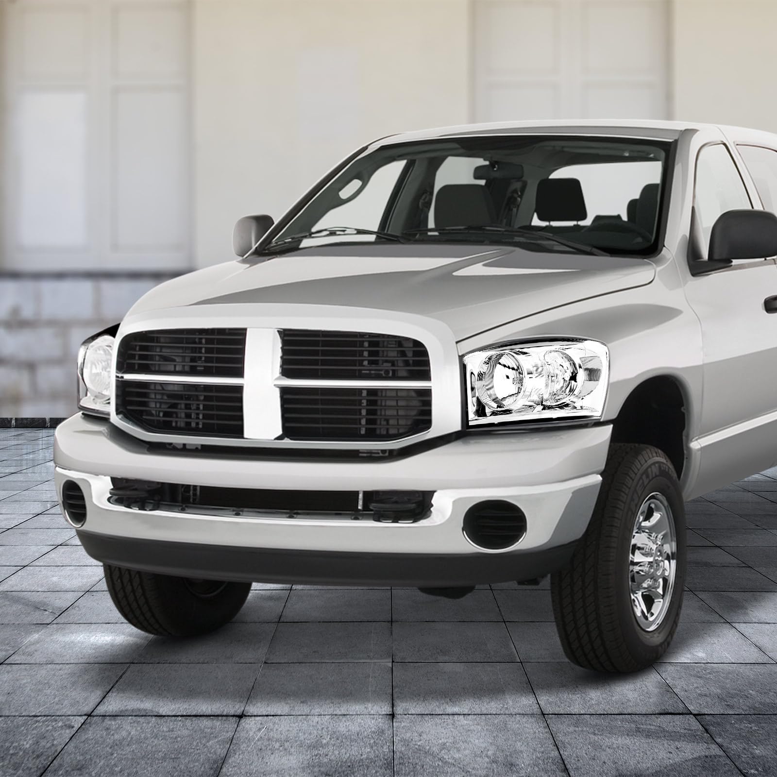 QLLUYTR headlight installed on Dodge Ram showing restored appearance