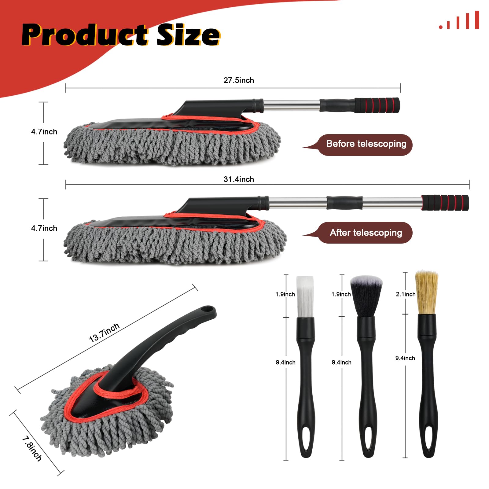 QLTUDN extendable handle fully extended for roof reach comfort