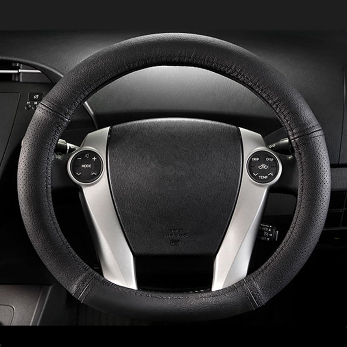 Qmety front view of cover on wheel showing tailored fit and neat finish