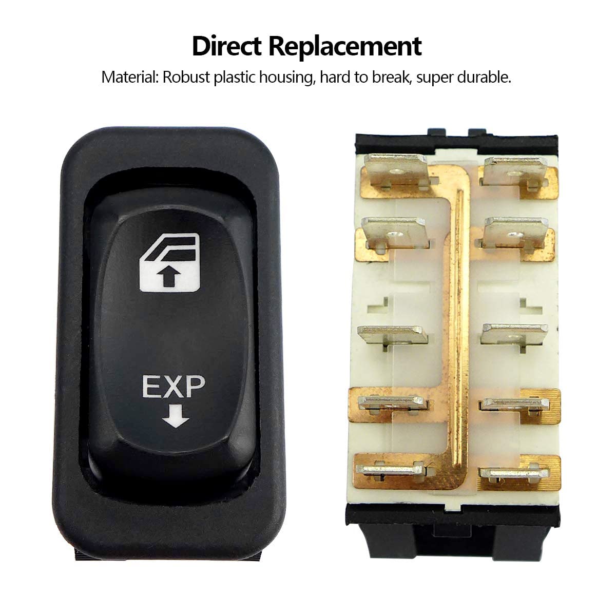 Qnbes switch next to a hand for scale demonstrating correct size and easy handling