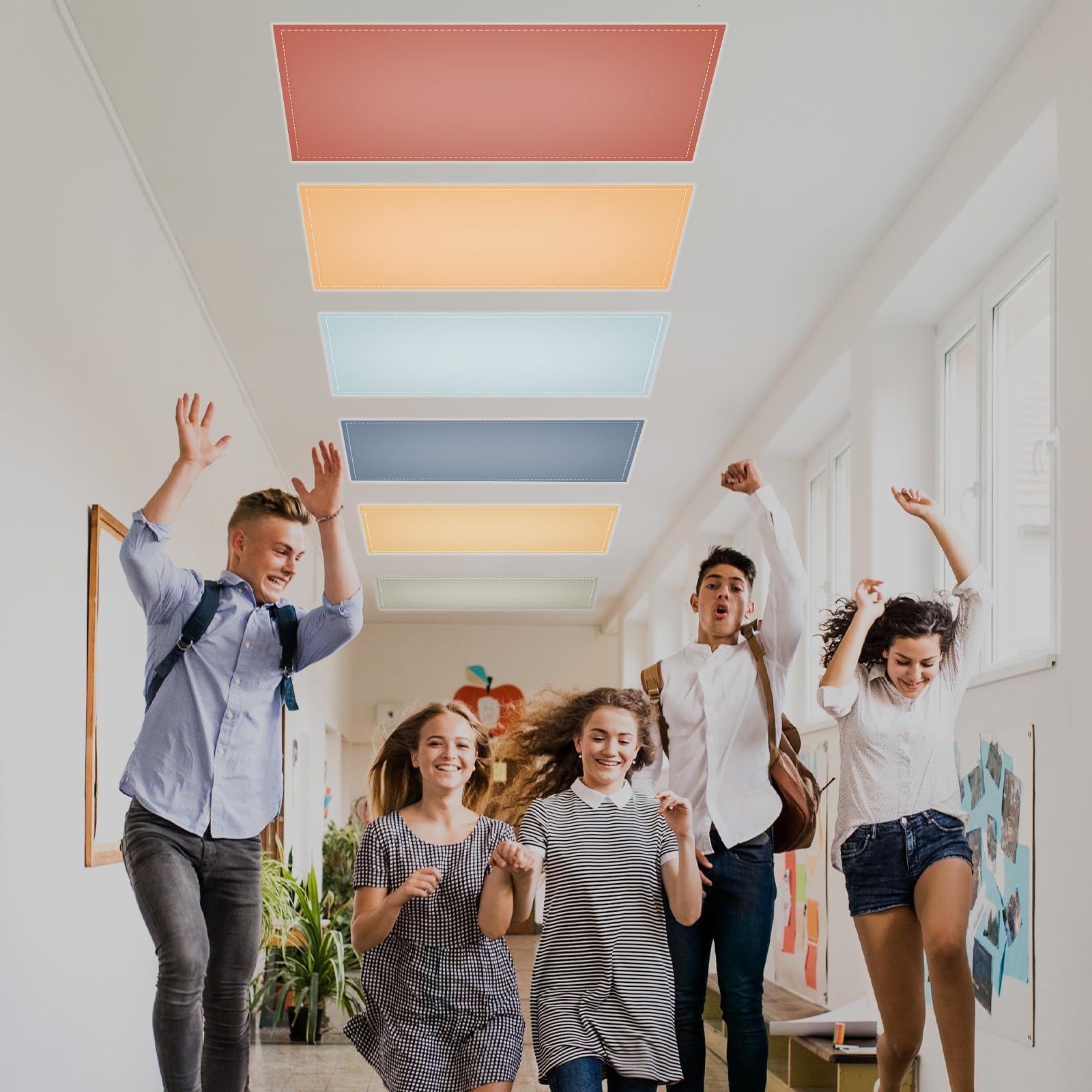 QOUBAI installed on ceiling troffer reducing glare and softening light