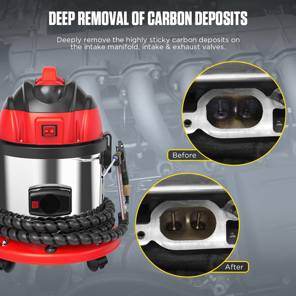 QPKING machine blasting an intake valve for targeted carbon removal benefit