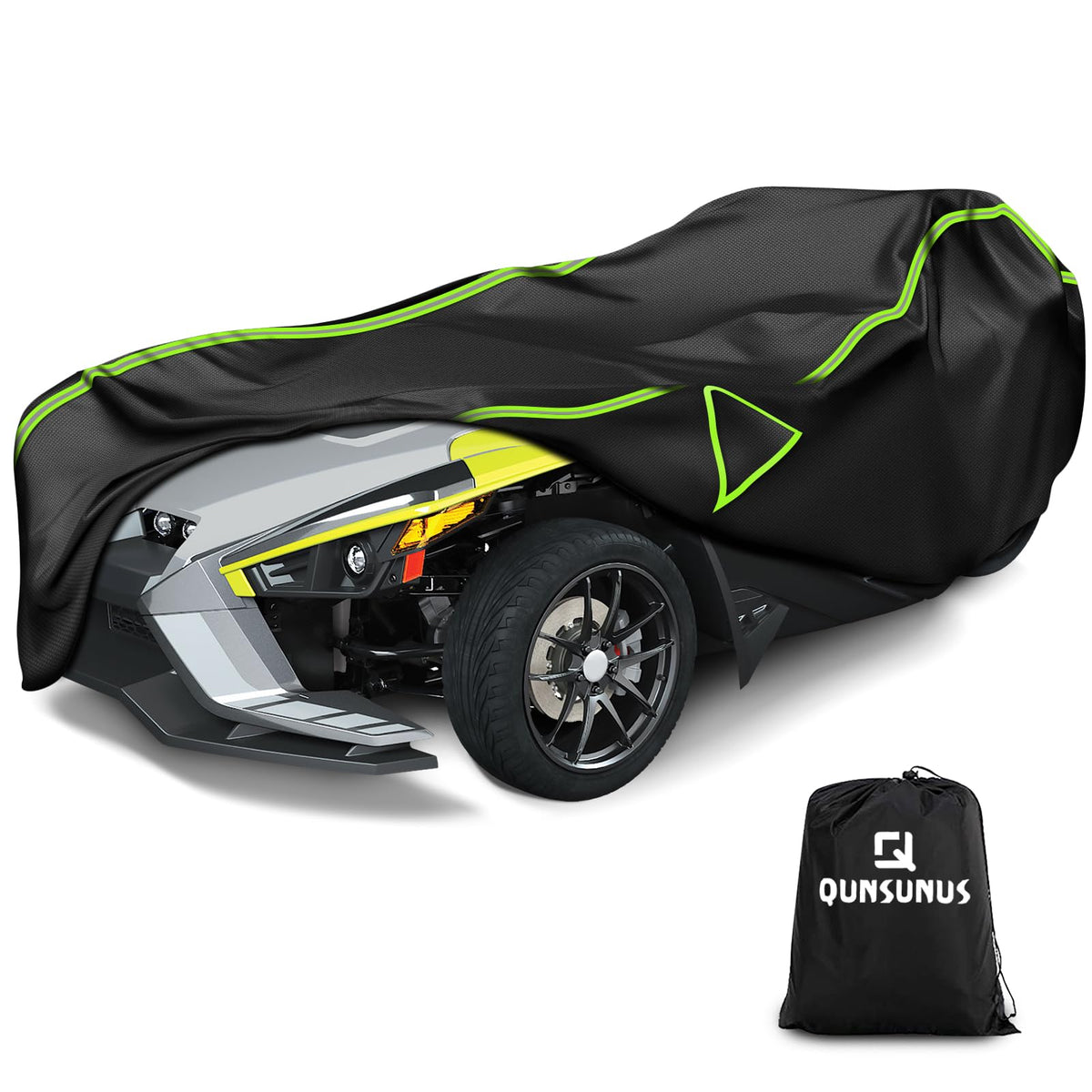Q QUNSUNUS front view on Polaris Slingshot showing full coverage and fit