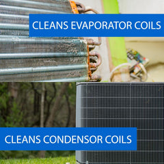 Quality Chemical Nu-Coil foam close-up clinging to coil fins for better cleaning