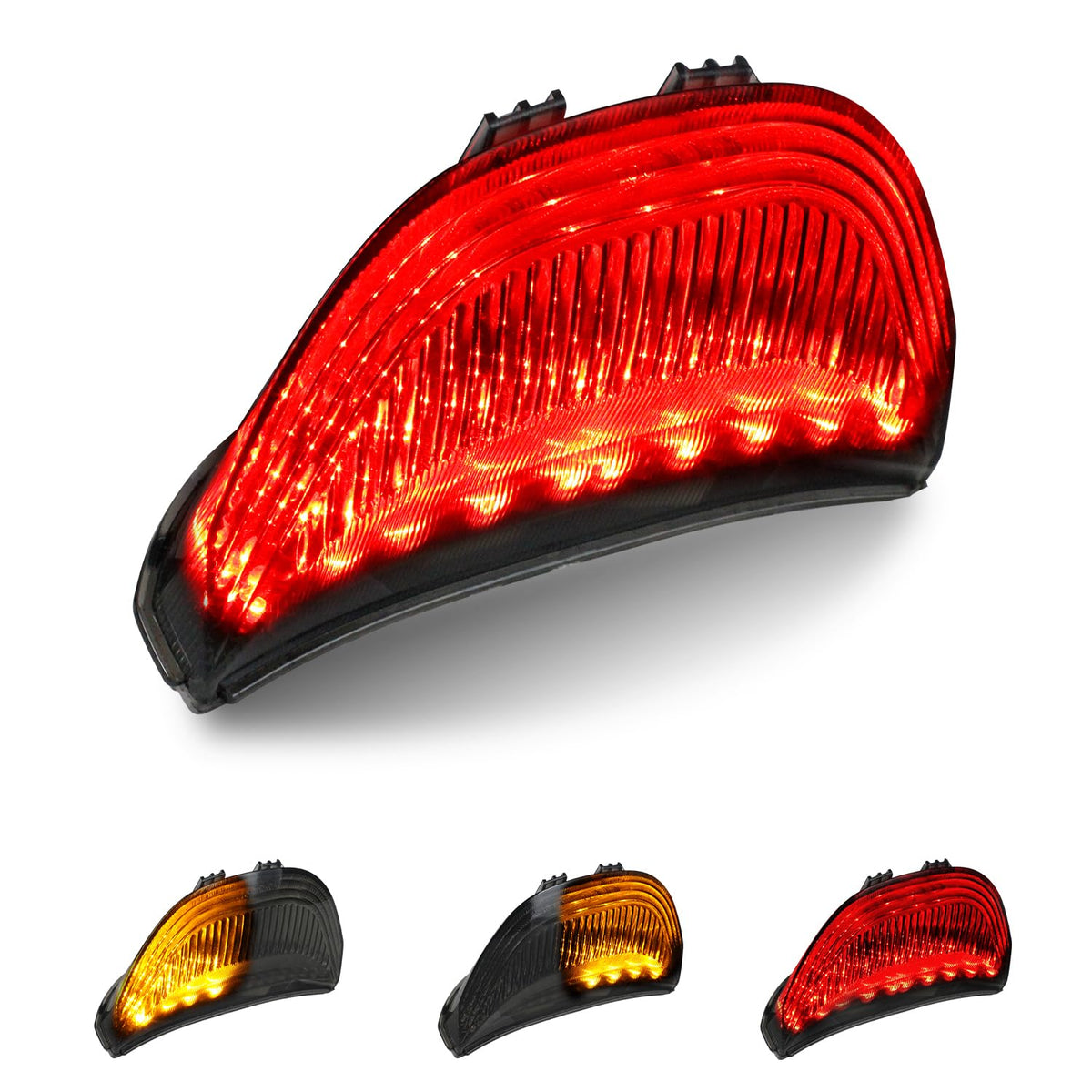 QUASCO front view of smoked LED tail light showing sleek profile and improved visibility