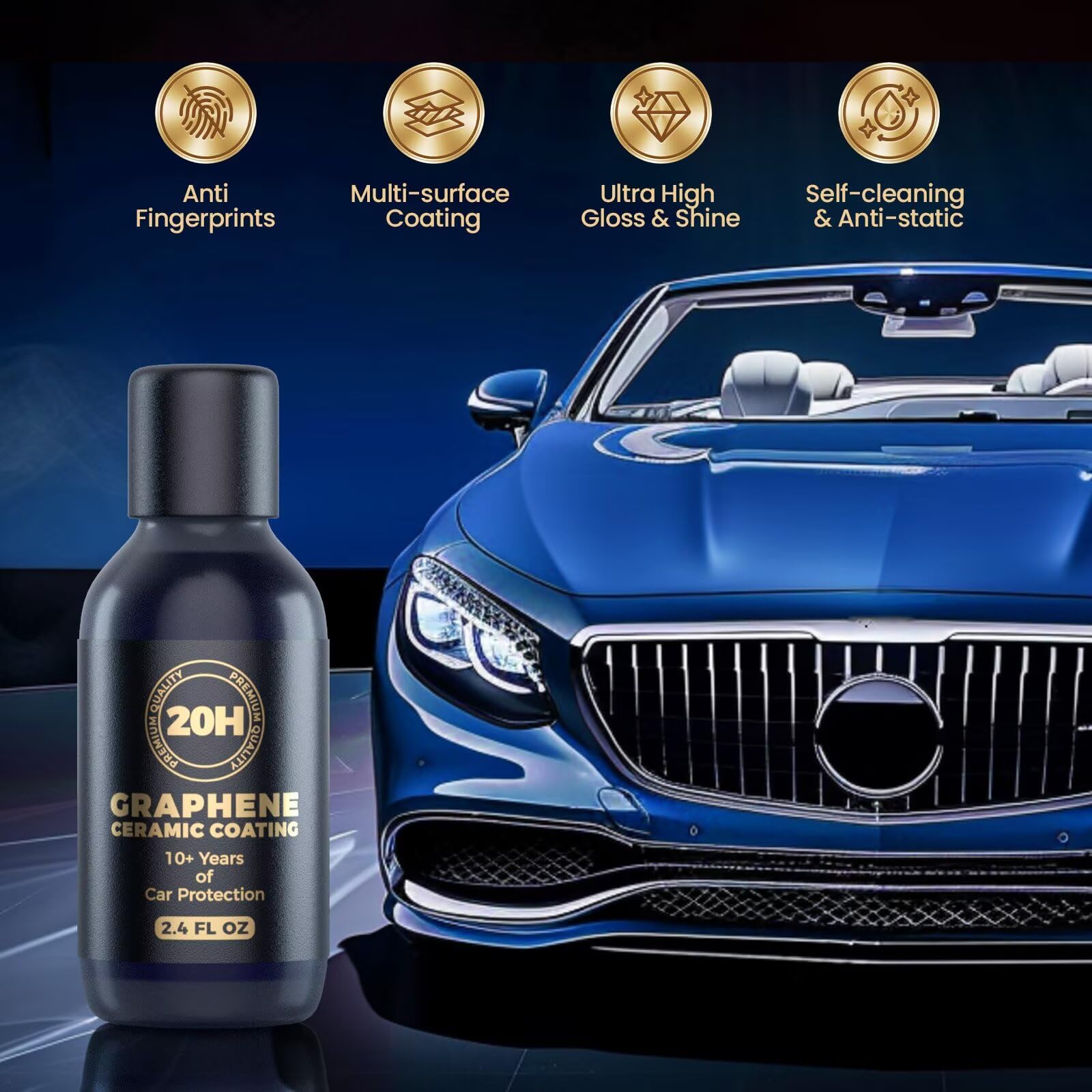 Qucship car in showroom with high gloss finish showing long-term shine benefit