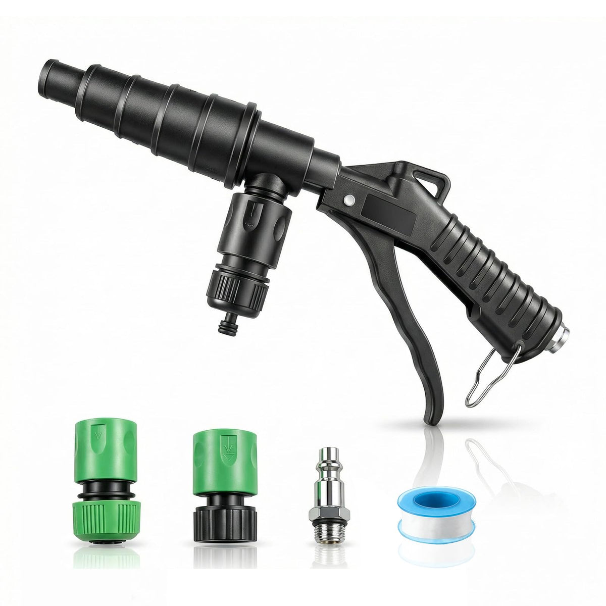 QUFYSK flush gun front view showing ergonomic trigger and lock for comfort