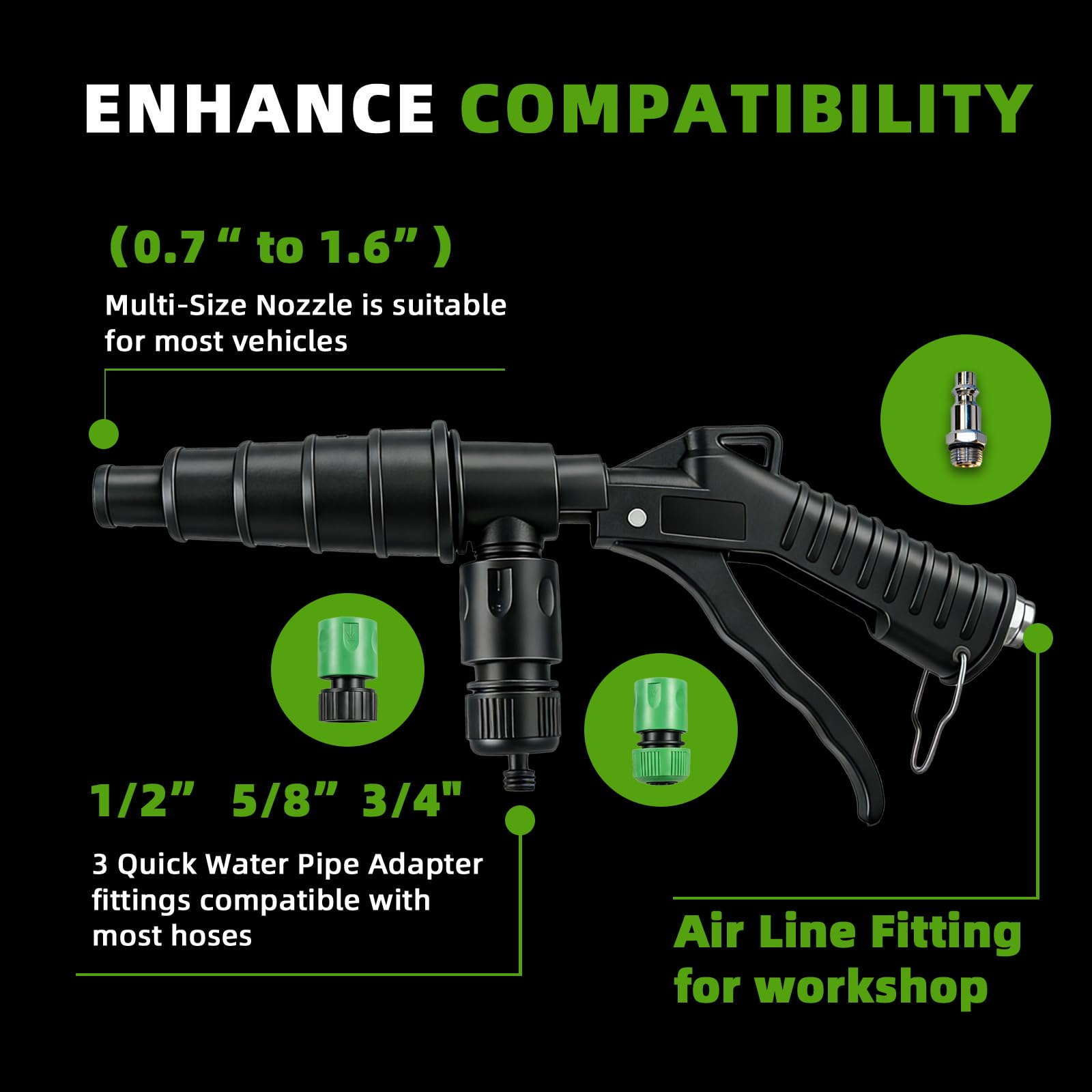 QUFYSK nozzle close-up highlighting robust tip for powerful flushing action