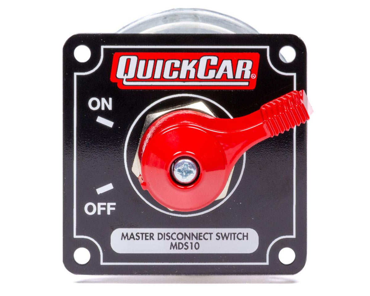QuickCar front panel view showing red handle and black aluminum panel for clean installation