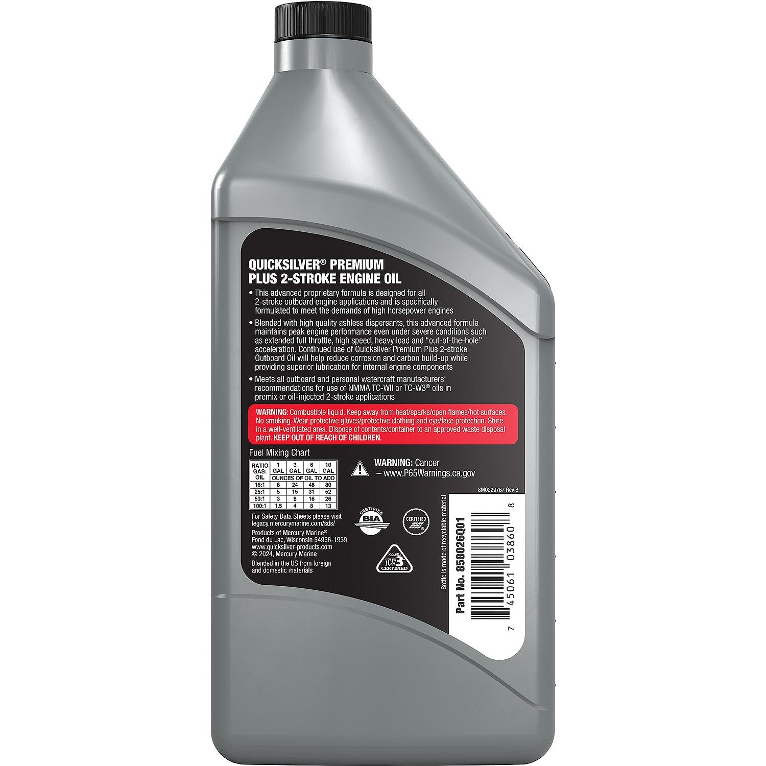 Quicksilver bottle angled with cap visible, demonstrating durable packaging and easy storage
