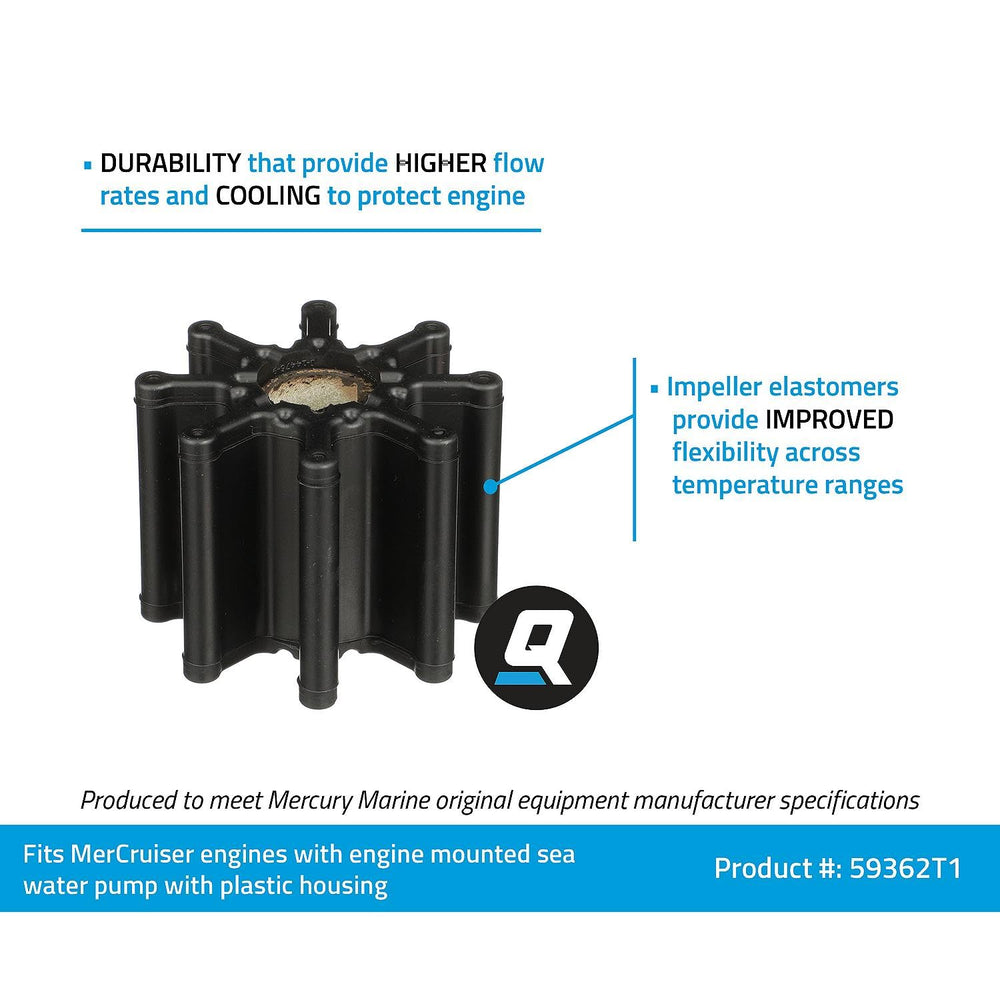 Quicksilver 59362T1 close-up of elastomer vanes highlighting flexible material for consistent cooling flow