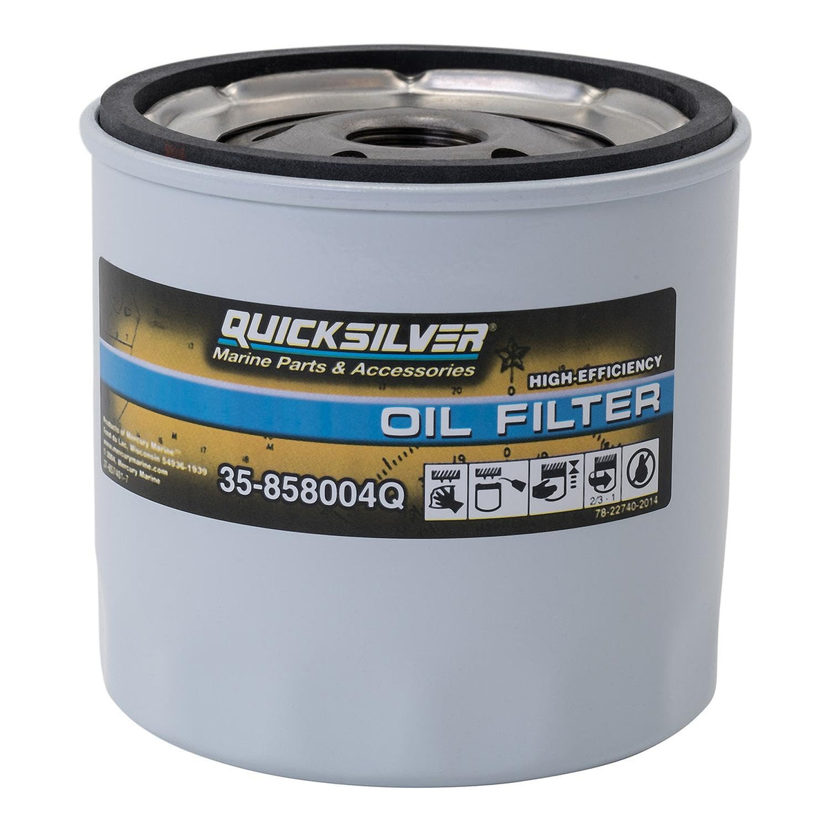Quicksilver 858004Q front view showing fit and labeling for correct replacement