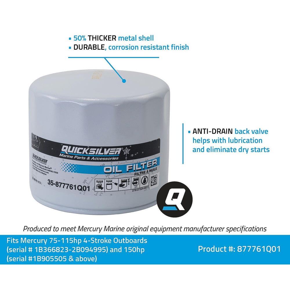 Quicksilver filter installed on outboard demonstrating proper protection