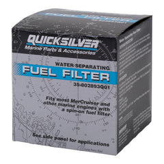 Quicksilver filter installed in engine bay illustrating correct fit and leak-free protection
