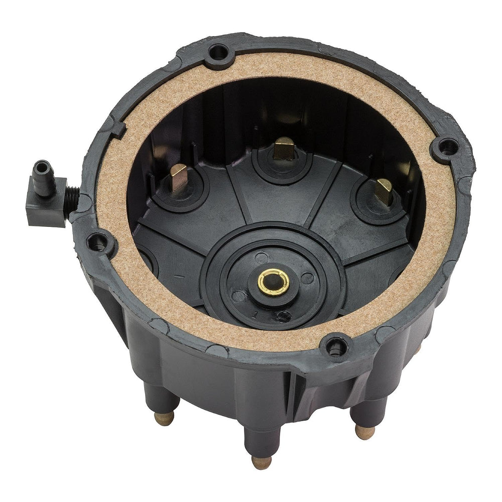 Quicksilver distributor cap installed in engine bay demonstrating OEM fit