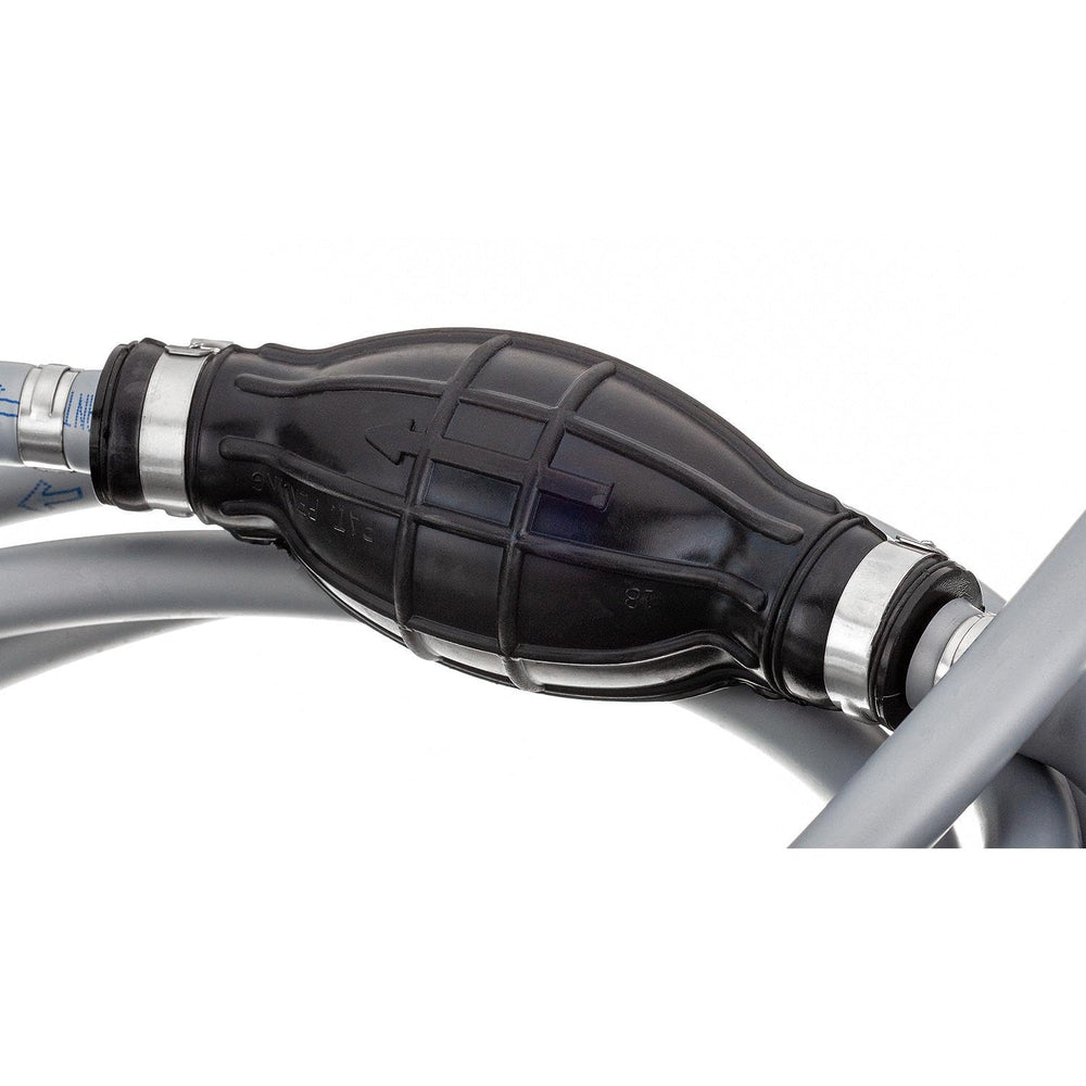 Quicksilver length and scale comparison depicting 9 ft hose for easy tank-to-engine reach