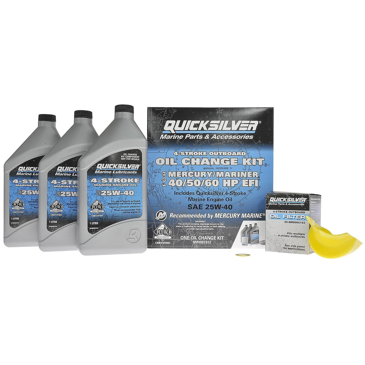 Quicksilver kit front packaging showing contents and part number for quick identification