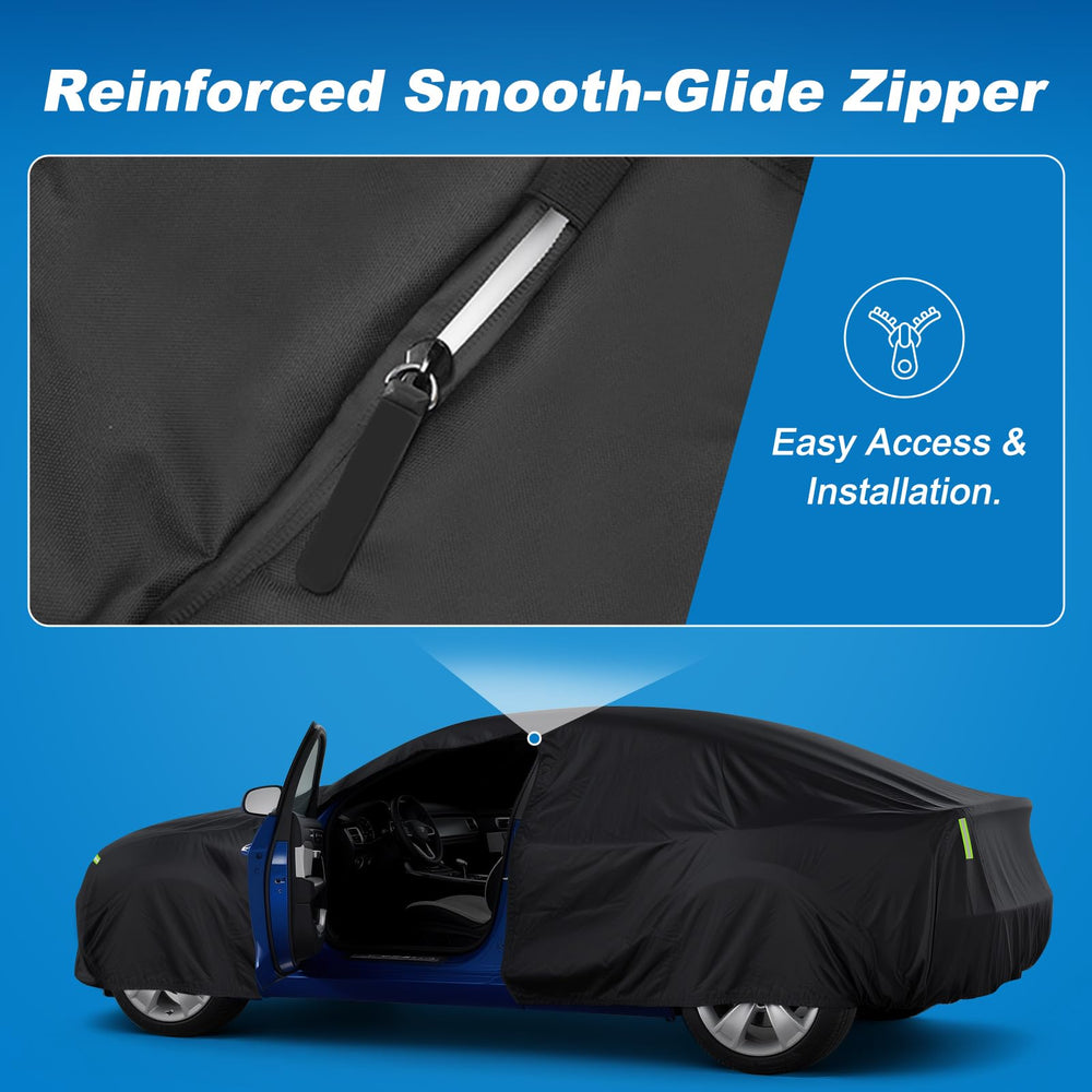 QUNSUNUS elastic hems and tire straps securing cover in wind