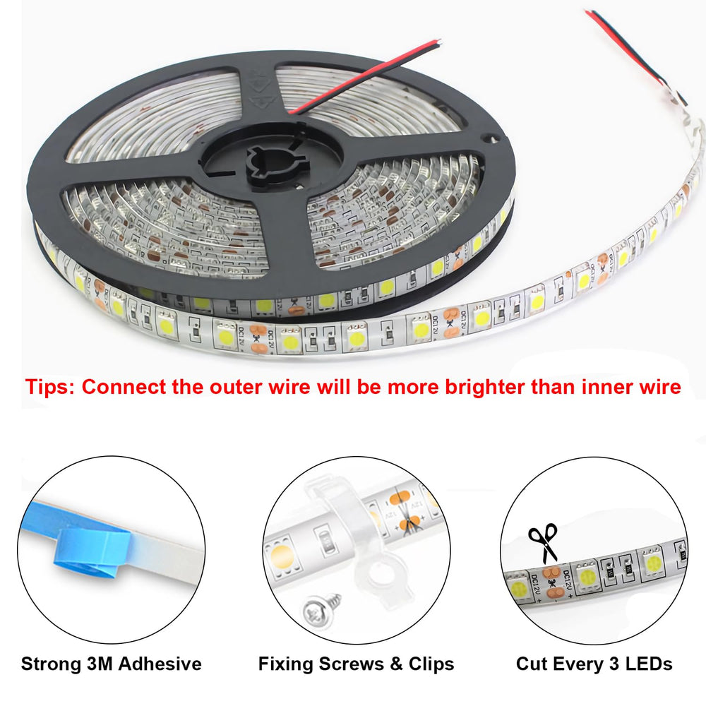 QVEVDACAR LED strip next to a hand and ruler showing 16.4ft scale