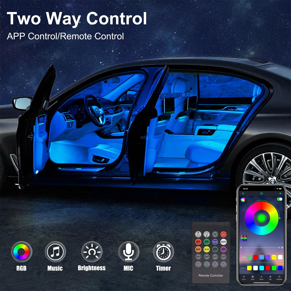 QVEVDACAR remote and smartphone app controlling colors and modes