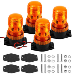 QWORK front view of 4-pack amber strobe lights showing compact kit and quick install benefit