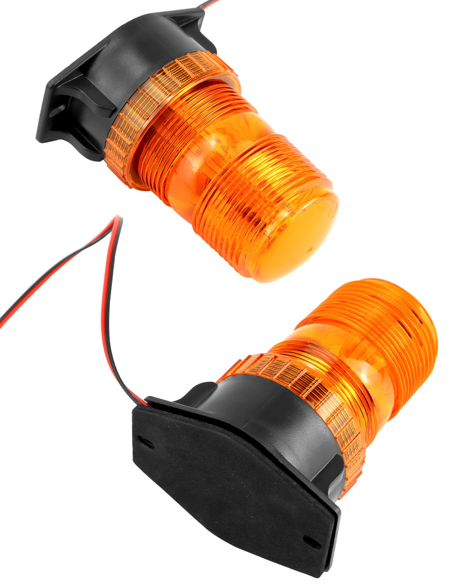 QWORK amber strobe in field worksite showing durable use on heavy equipment