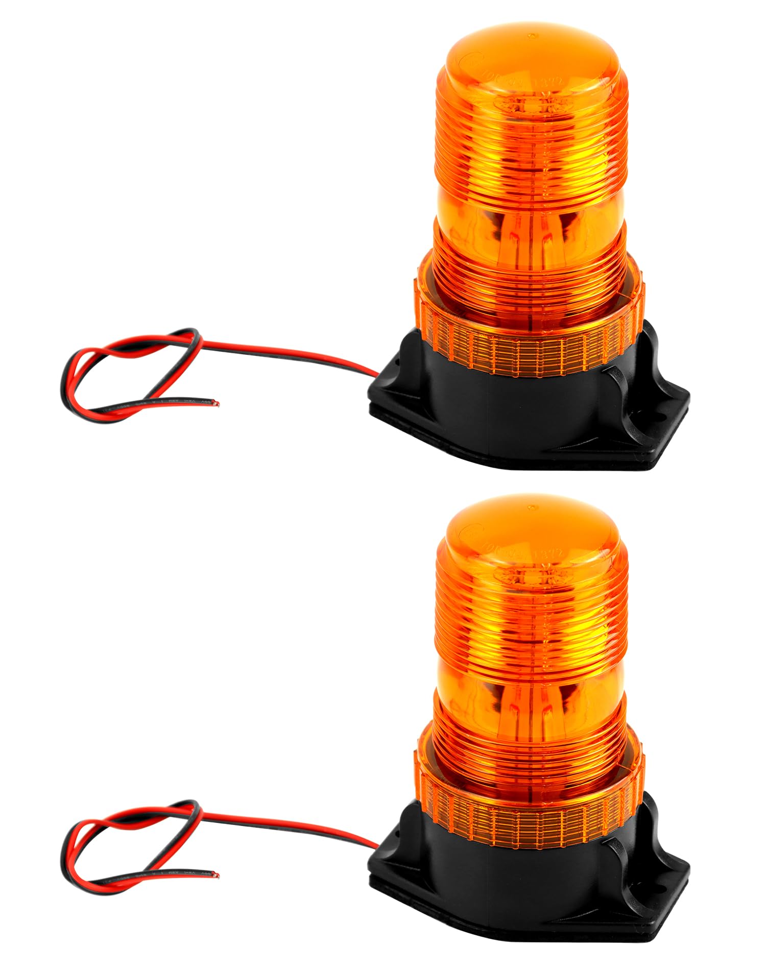 QWORK amber strobe scale next to hand showing compact size and portability