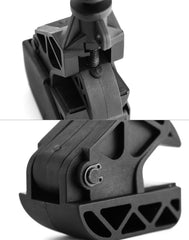 QWORK clamp installed on a rim holding the bead below the flange for controlled seating