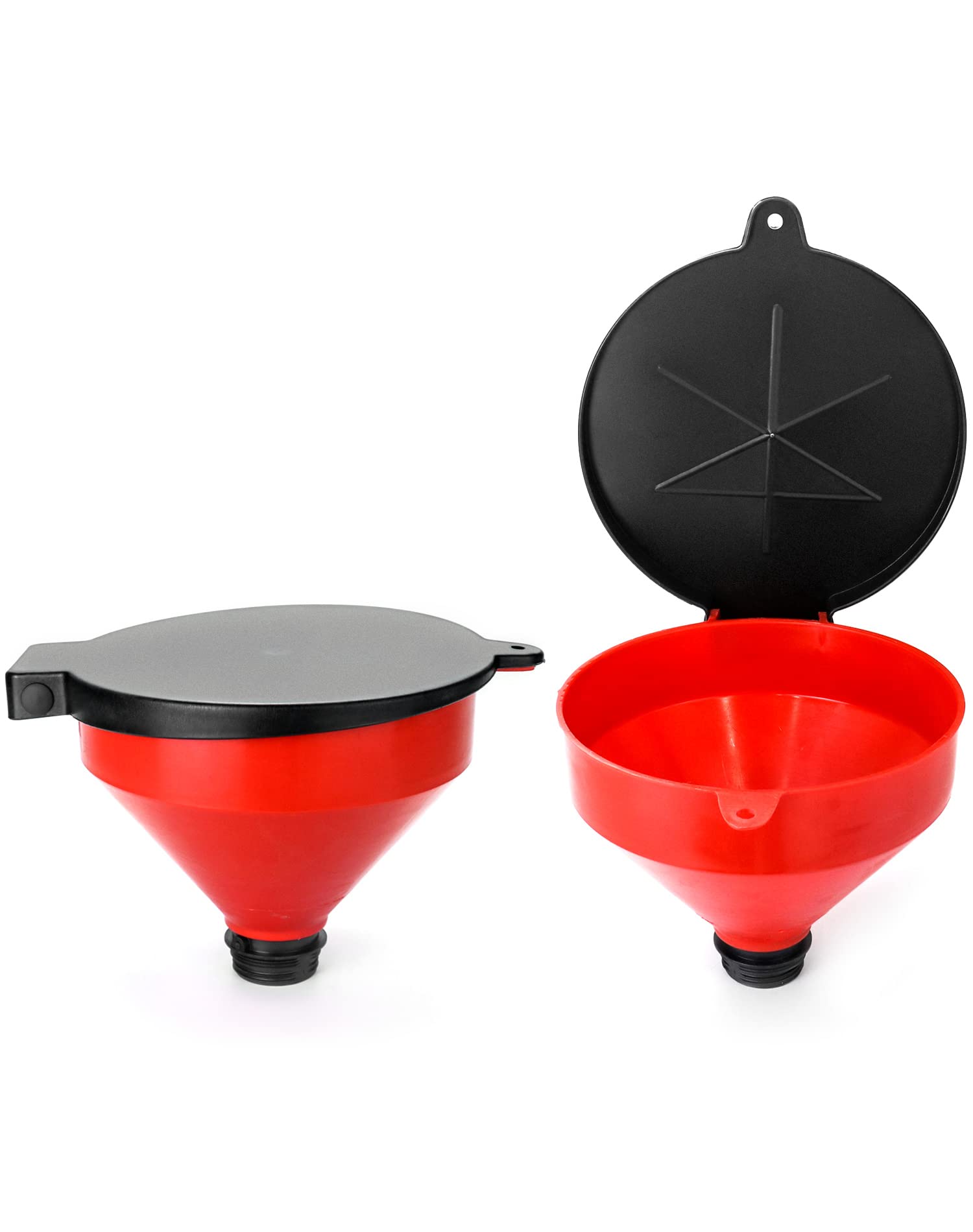 QWORK funnel removable stainless steel screen closeup trapping particulates