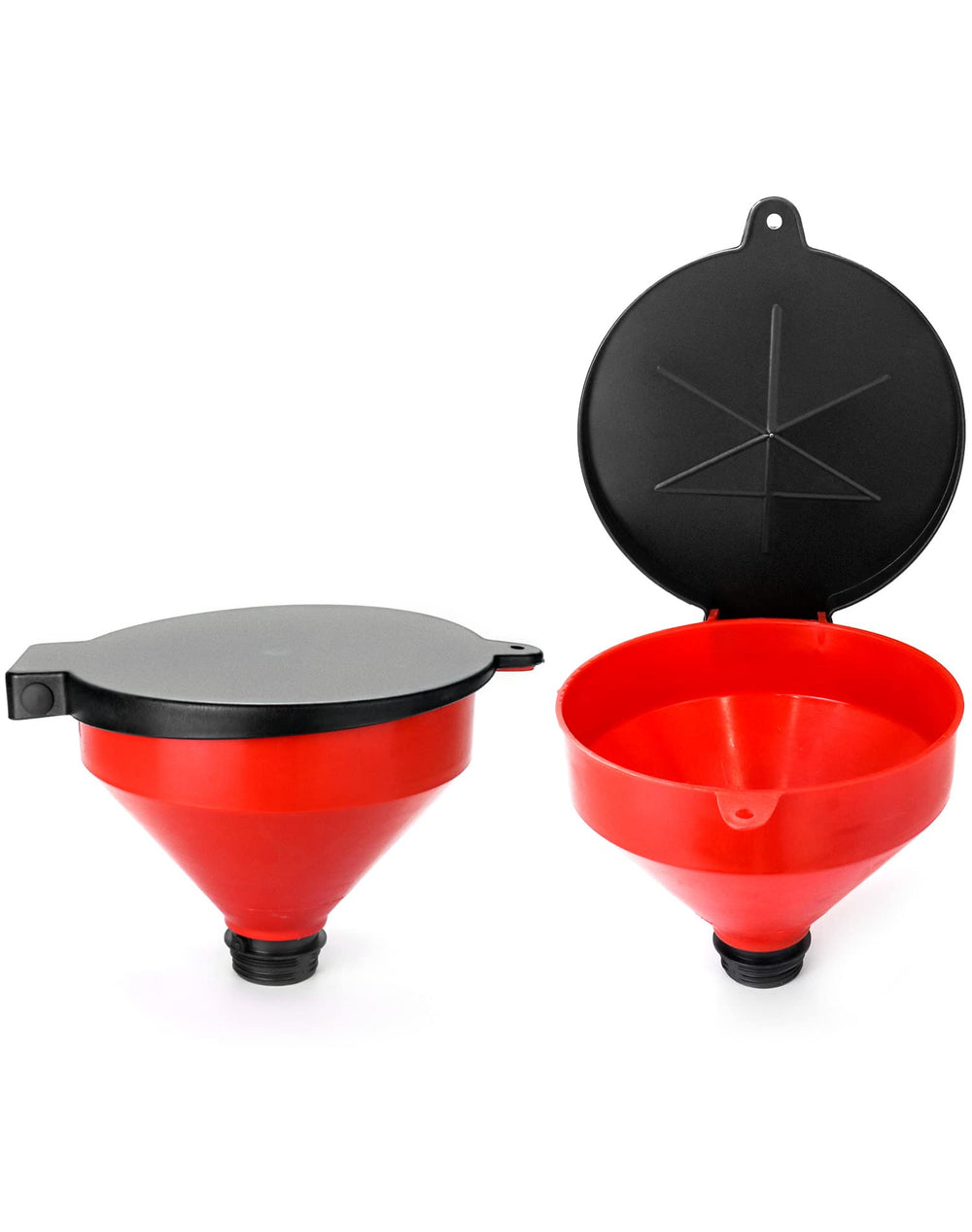 QWORK funnel removable stainless steel screen closeup trapping particulates