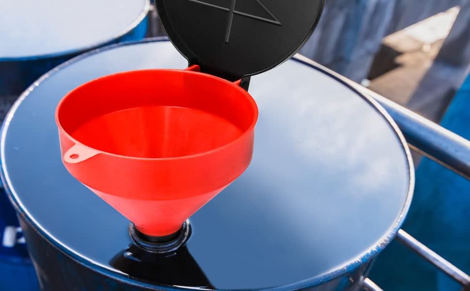 QWORK funnel top 10" opening view for easy filling and reduced overflows