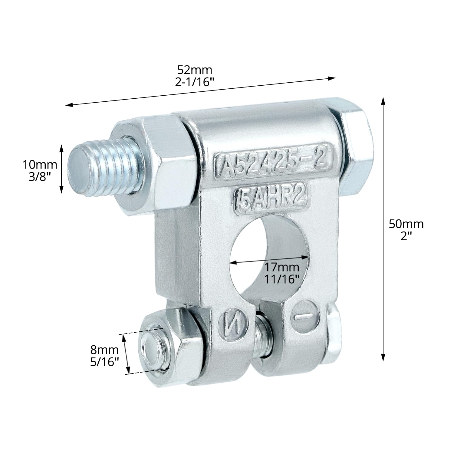QWORK terminals next to ruler scale showing size for easy fit verification