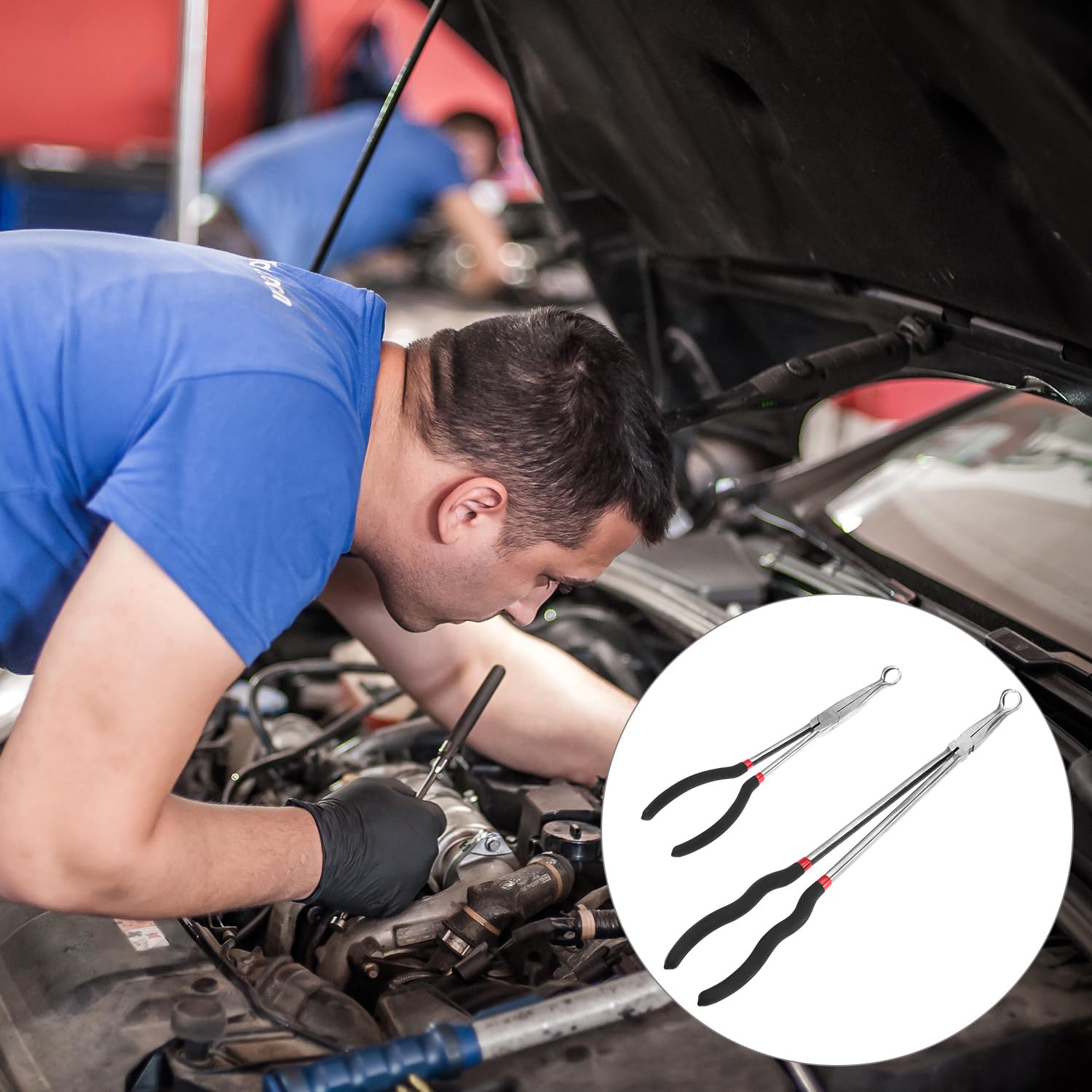 QWORK pliers stored in toolbox showing compact shape and quick accessibility benefit