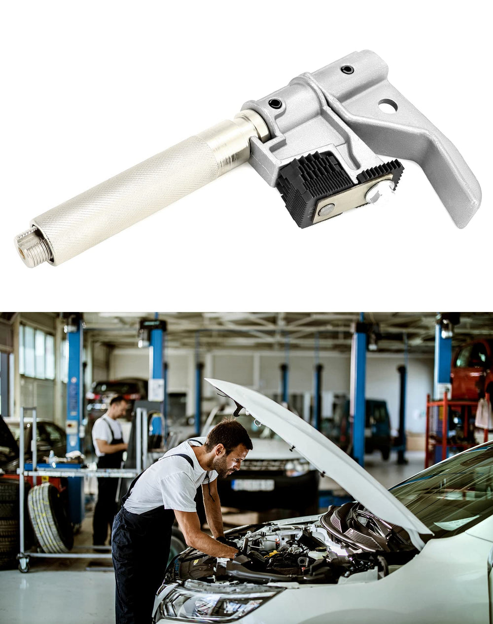 QWORK tool in use repairing external thread to restore smooth assembly