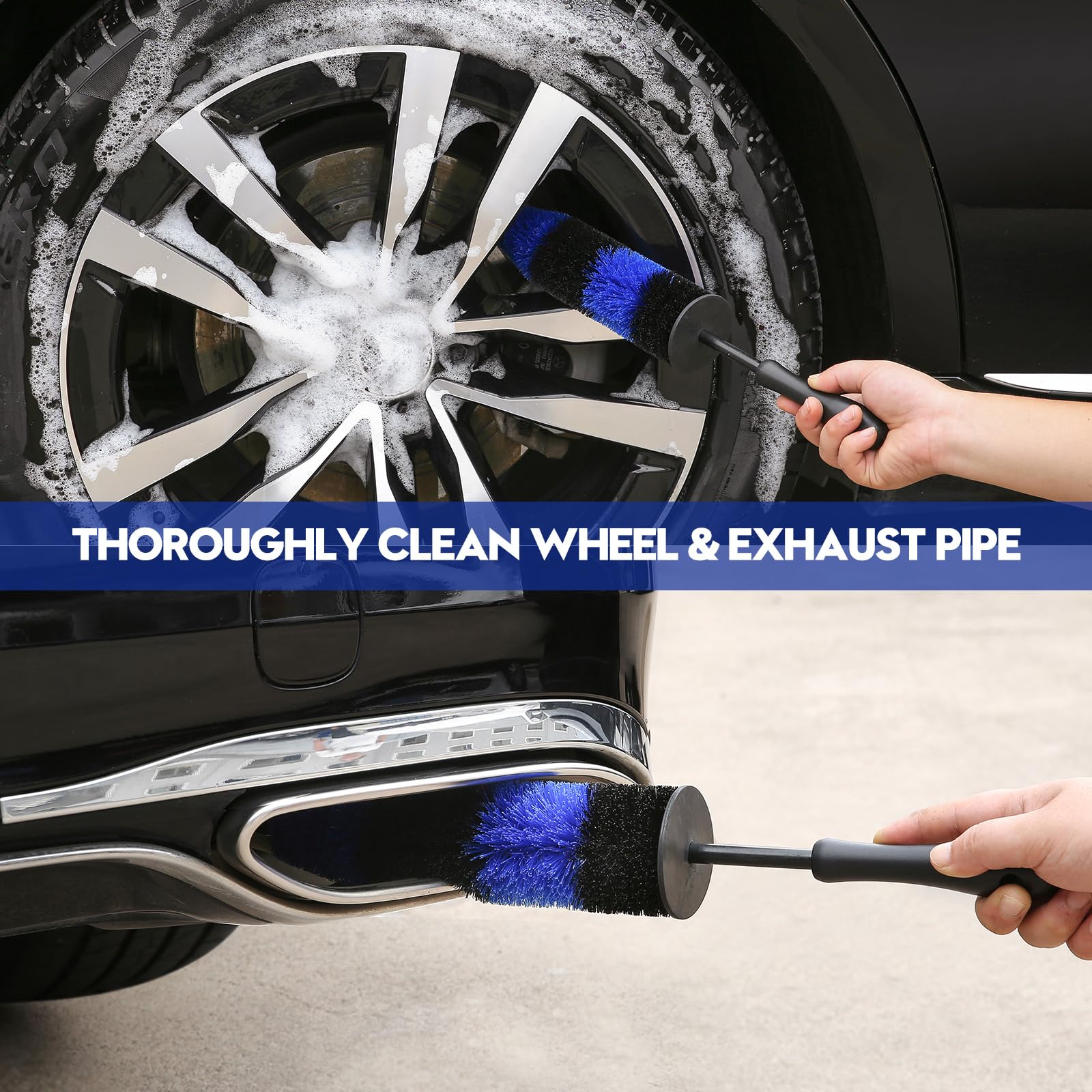 Qydipclin long-handle wheel rim brush cleaning deep spokes for thorough wheel care