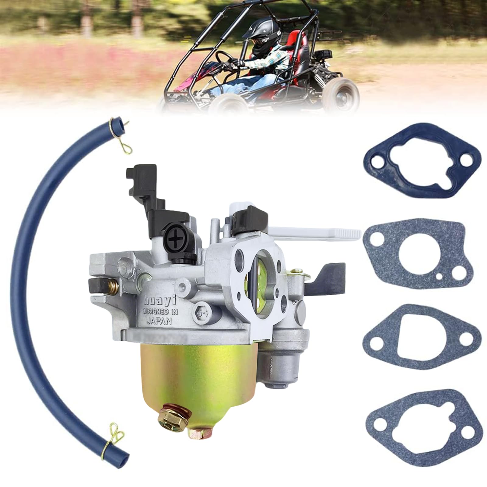 QYMOTO KT196 carburetor front view showing clean machining and improved fuel delivery