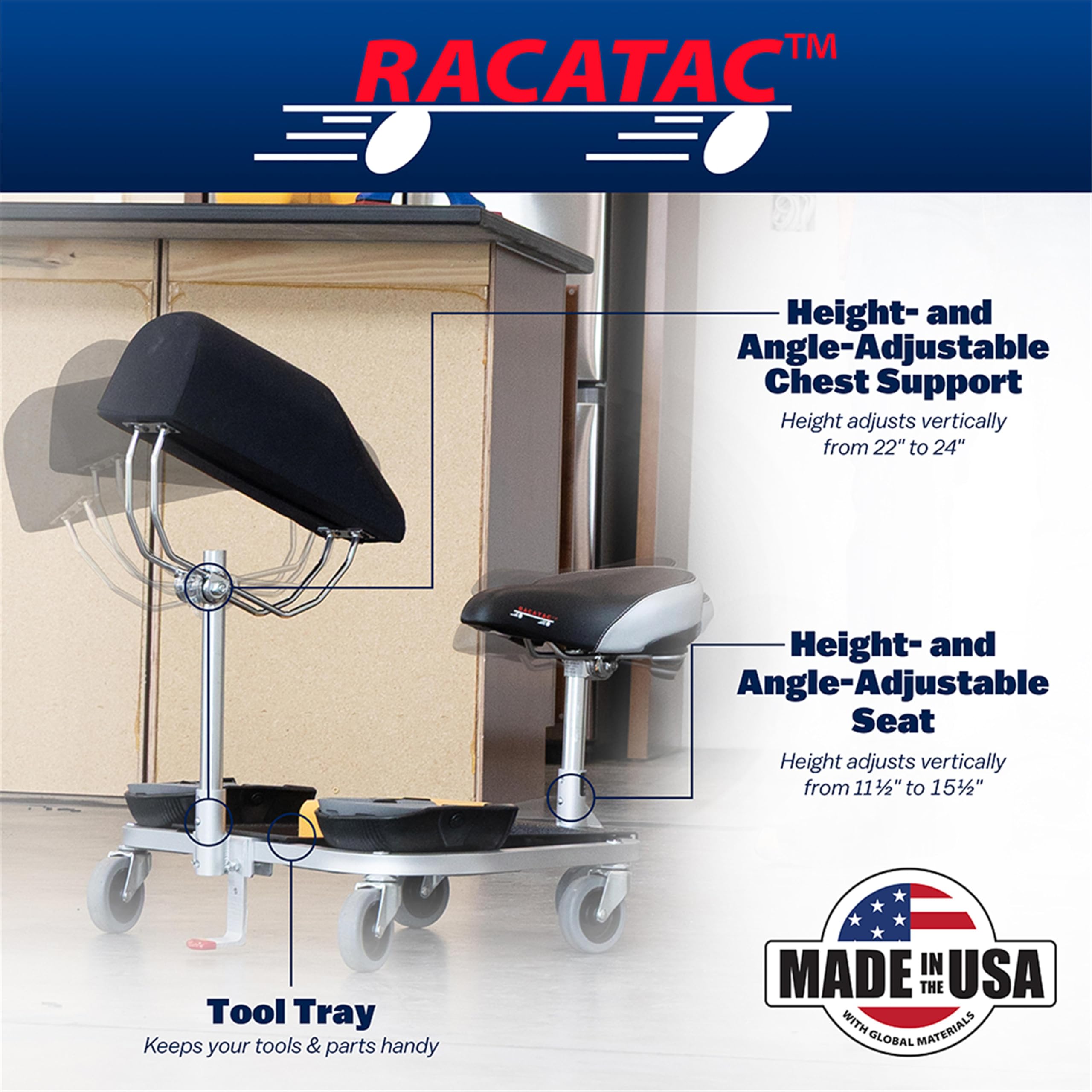Racatac 3 inch caster closeup demonstrating smooth rolling over rough surfaces