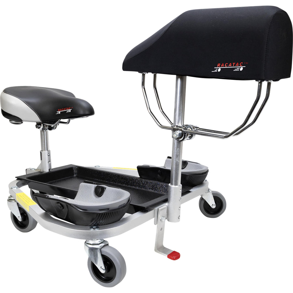 Racatac front overview showing full kneeling creeper for clear workspace mobility